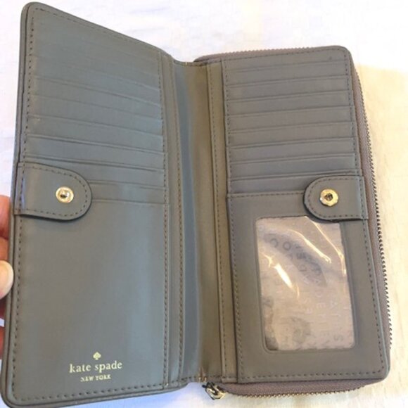 KATE SPADE | Gray Pebbled Leather Wallet - Picture 4 of 7